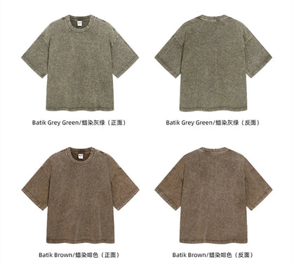 ZODF New Hip Hop Washed Cotton Boxy T-Shirts For Men Unisex Retro Loose Fit Basic Short Version T Shirt Brand Tops HY1076