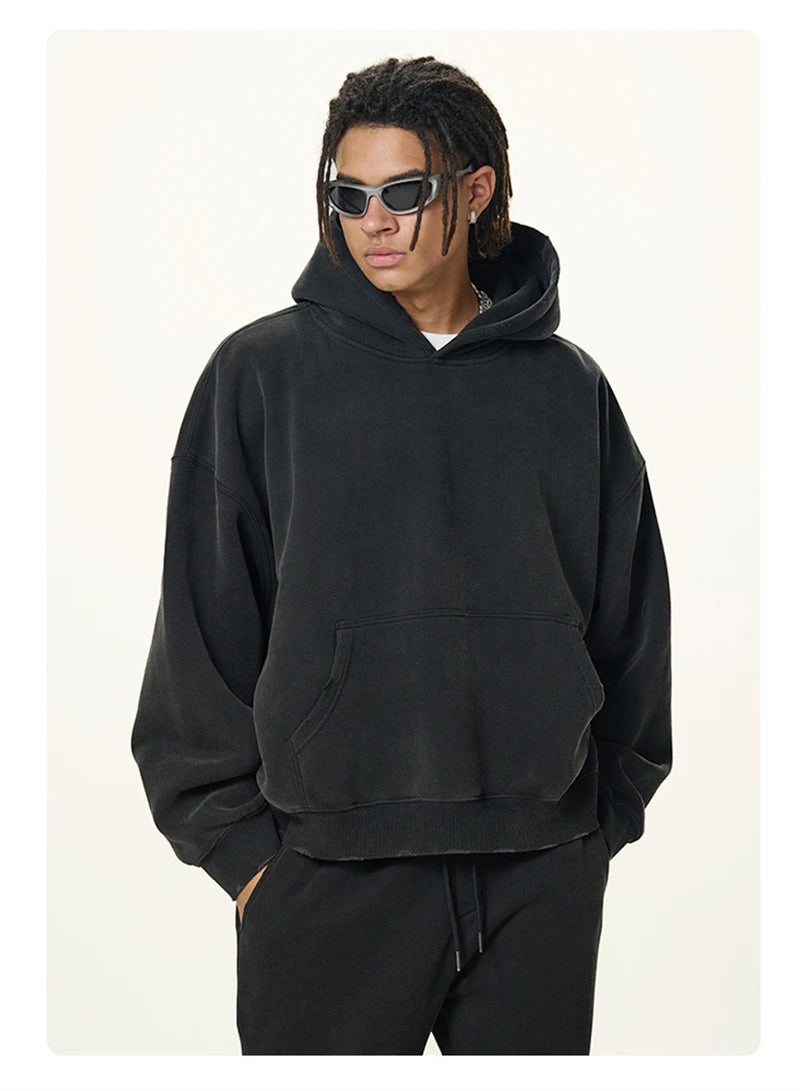 ZODF New 2025 Winter Man 350gsm Washed Fleece Hoodies Unisex Loose Boxy Style Hooded Pullovers Brand Outwears HY0041