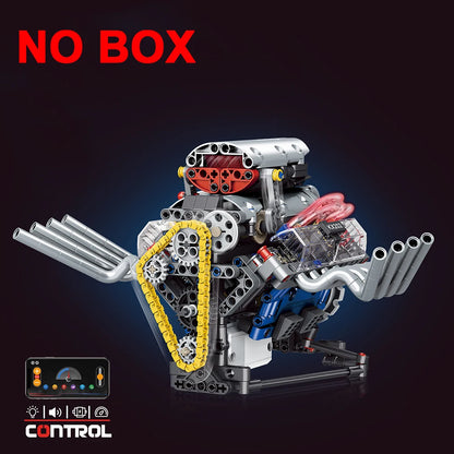 NEW Creative V8 Engine Model Set Building Block Technical Cars With LED Light Assembly Bricks Toys Decor Kids Christmas Gifts