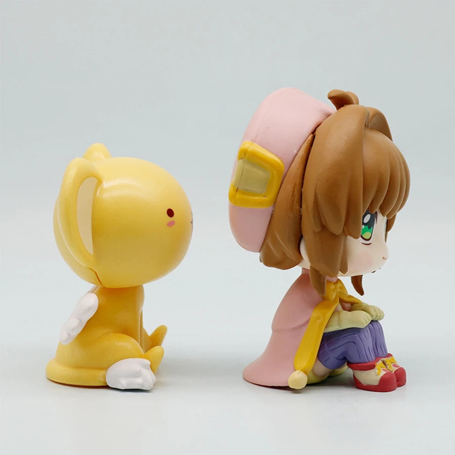 10cm Card Captor Sakura Anime Figure Look Up Kinomoto Sakura Action Figure Q Version Cerberus Figurine PVC Collection Model Toys