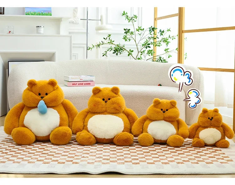 35-45cm Cute Muscle Bear Snot Bear Doll Sitting Posture Pull String Animals Stuffed Toy Soft 24CM Plush Bear Doll Kids Kawaii