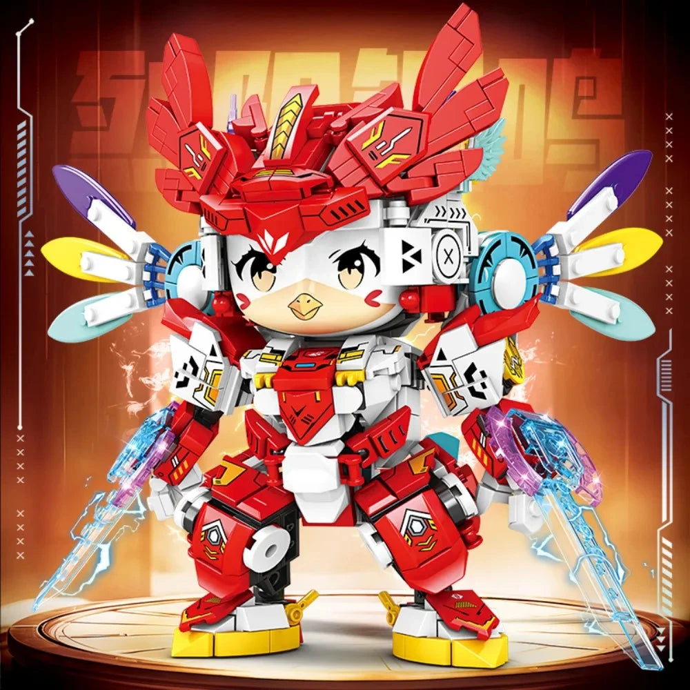 2025 Kung Fu Style 12-in-1 Mechanical Panda & Zodiac Building Blocks Set, Articulated Animal Model Toys for Boys Birthday Gifts