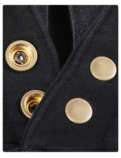 ZODF Retro Winter Washed 370gsm Man's Fleece Hoodie Unisex Distressed Thick Warm Buttons Hooded Pullovers Coats HY1169