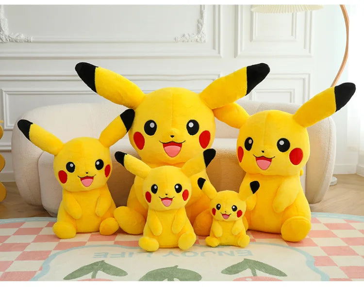 30/45/60/75CM Pokémon Short Fur Pikachu Plush Pet Pocket Monster Kawaii Cartoon Animal Comfortable Soft Doll Children Toy Gift