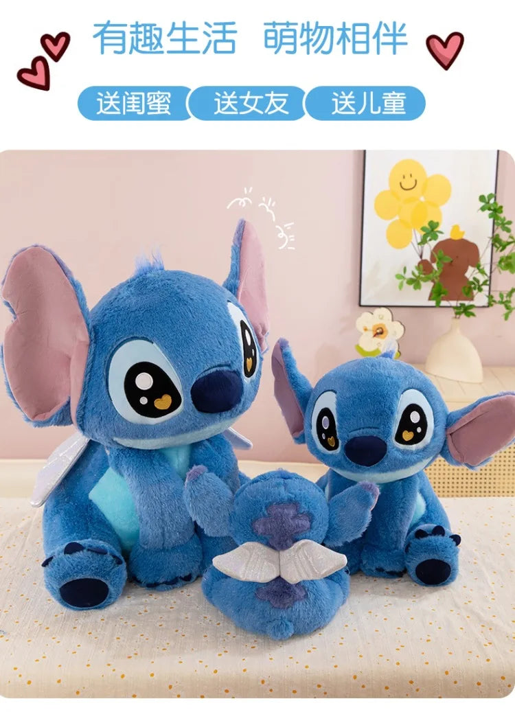 25/40/60cm Big Size Angel Stitch Disney Anime Plush Stuffed Dolllilo & Stitch Cartoon Plushies Pillow Ornaments Holiday Gifts