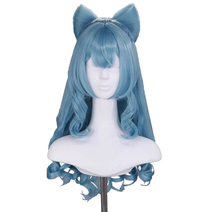 UWOWO Yumemizuki Mizuki Wig Game Genshin Impact Yumemizuki Mizuki Cosplay Wig With Bow Long Dark Blue Hair