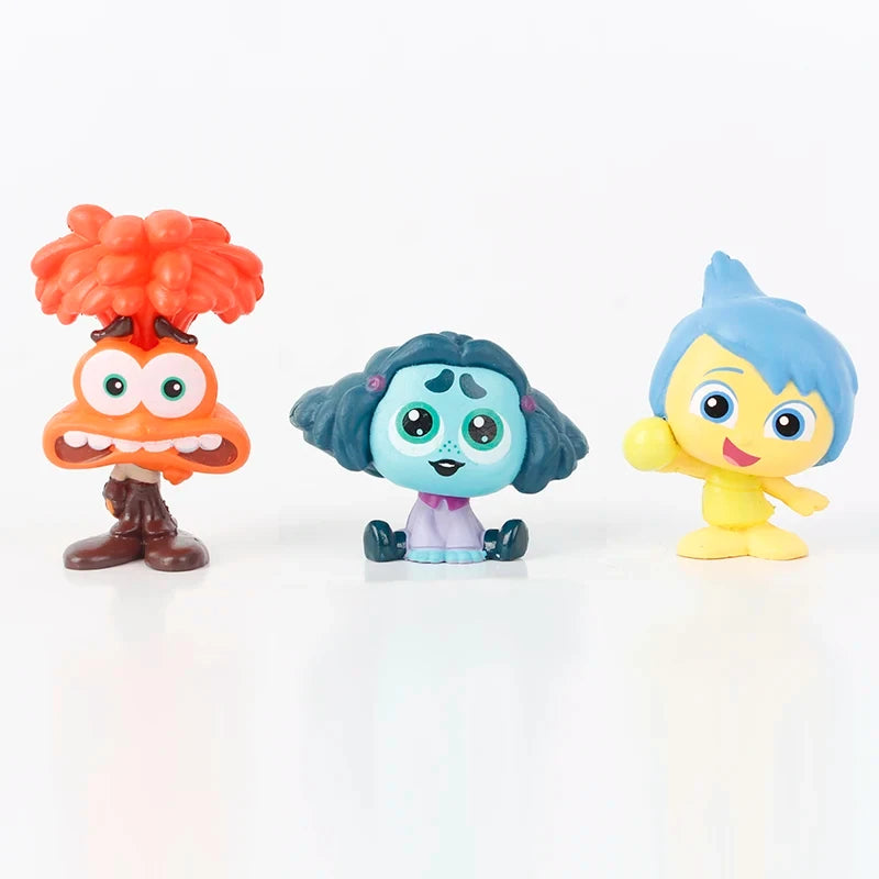 9Pcs/Set Mini Inside Out 2 Action Figure Toy Cartoon Movie Joy Anxiety Anger Sadness Disgust Fear Model Doll Figurines Kids Gift