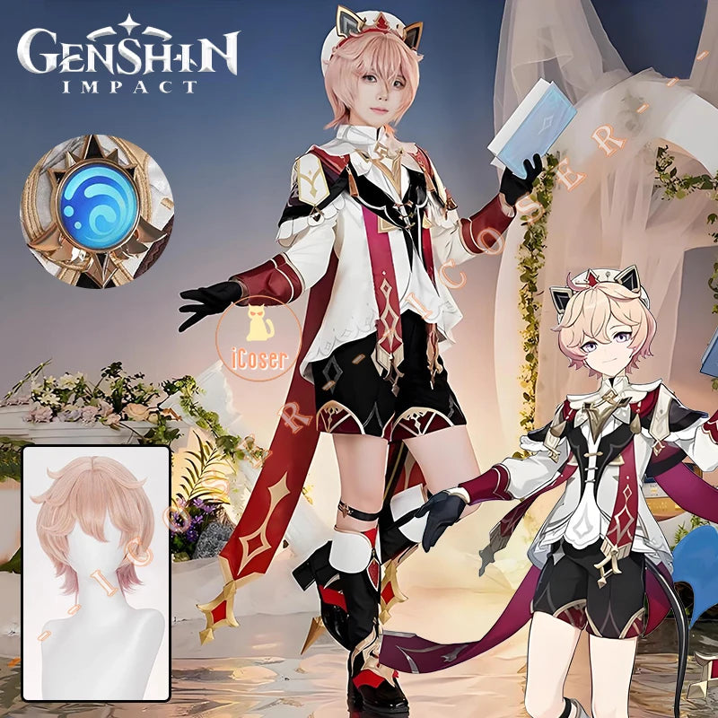 Genshin Impact Dahlia Cosplay Costume Wig New Skins Uniform Hat Goth Vampire Heterochromia Boy Mondstadt Halloween for Women Men