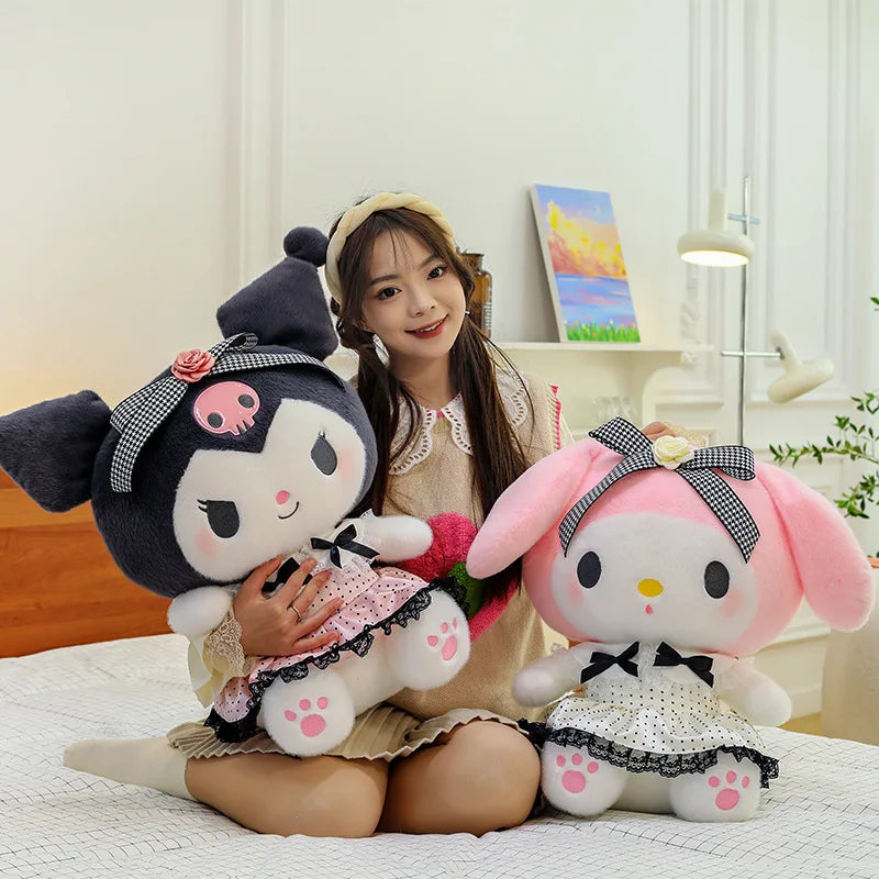 Sanrio Big Size 80cm Cute Kuromi My Melody Soft Stuffed Sofa Body Throw Pillow Plush Toys Dolls Kawaii Room Decor Holiday Gifts