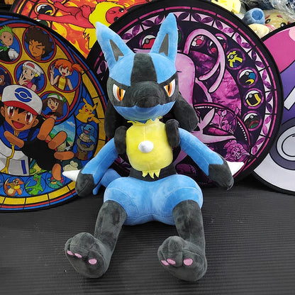 70cm Pokemon Lucario Large Plush Toys Greninja Zeraora Cinderace Glaceon Stuffed Giant Pokémon Eevee Anime Kids Christmas Gift