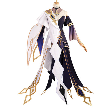 Genshin Impact Rhinedottir Naberius Cosplay Costume Dress Wig Uniform Headwear Four Shades Halloween Party for Women Girls Prop