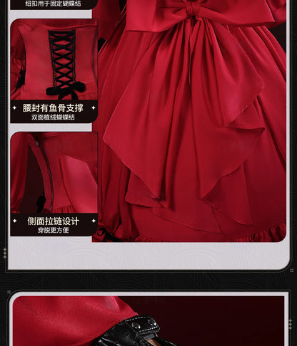 Scarlet El Vandimion Cosplay Costume Wig Red Dress Anime May I Ask for One Final Thing Ice Rose Earrings Women Girls Role Play