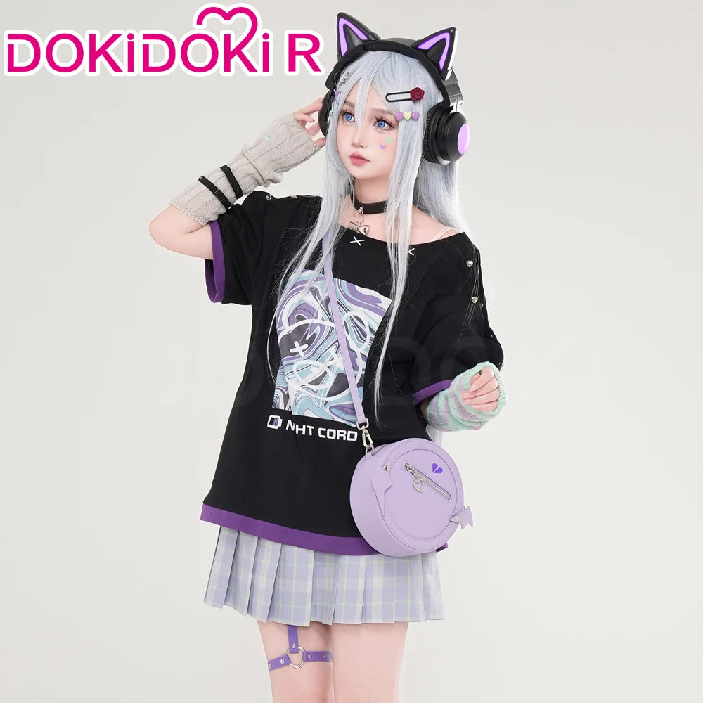 Yoisakii Kanadee Cosplay Costume Game DokiDoki-R Cosplay Women Cute Dress Cosplay Kanadee Bag Earphones Halloween Wig