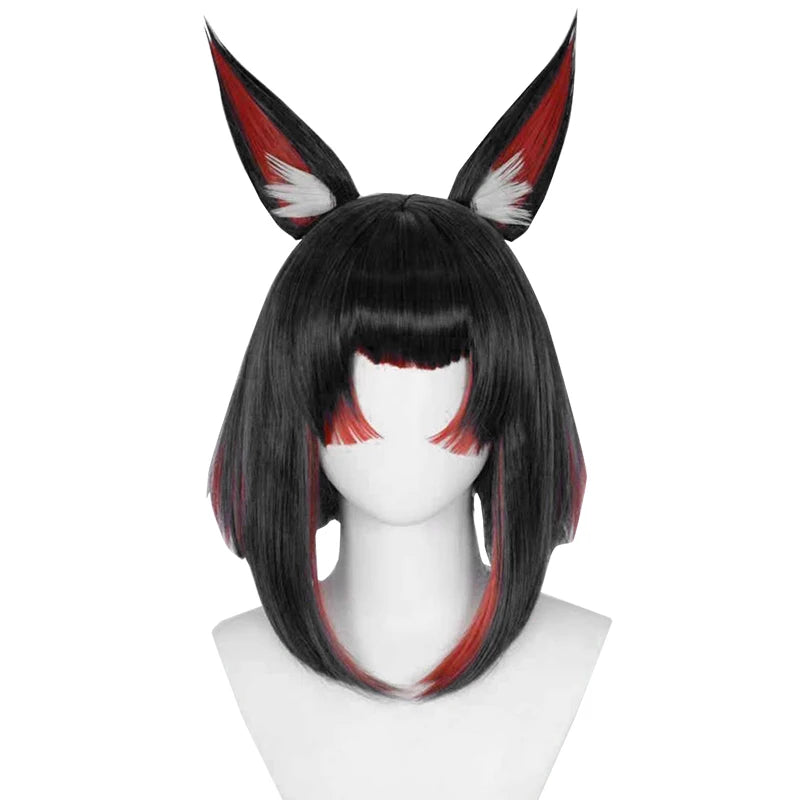 UWOWO Ahri Wig Game League of Legends/LOL: Ahri After Hours Mythic Variant Cosplay Wig With Ears ShortBlack Wig Halloween Wig