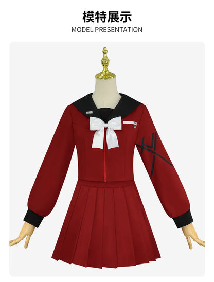 iCoser The Hundred Line Kako Tsukumo Cosplay Costume Red Sailor Suit Skirt Hairband Last Defense Academy Halloween Women Girls