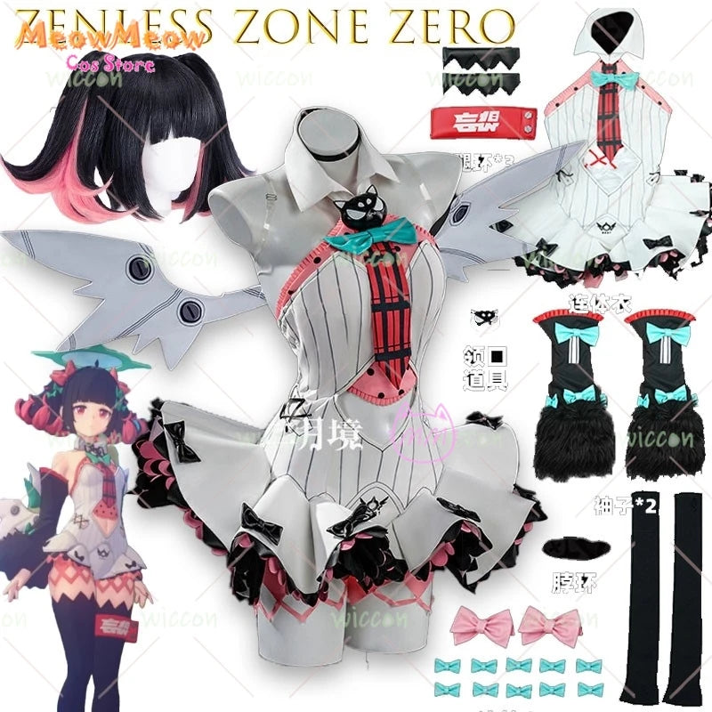 Zenless ZoneZero Nangong Yu Rokudo Sariya Cosplay Set Polyester - suit wig / XXL