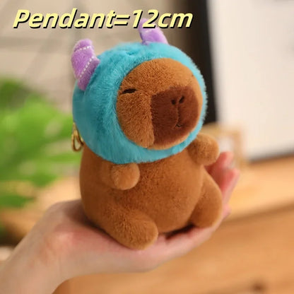 Capybara Soft Doll Cute Stuffed Capibara Anime With Pikachu Stitch Kuromi Hat Toy Kawaii Plushie Xmas Gift for Girl Friend