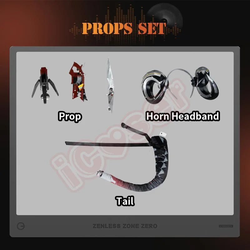 Zenless Zone Zero Orphie Cosplay Costume Wig Uniform Hat Headwear Ear Obol Squad Halloween Party for Women Girls Carnival iCoser