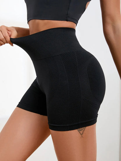 Women Seamless Yoga Shorts Tummy Control Push Up Quick Dry Fitness Gym Cycling Sportwear