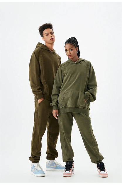 ZODF New Autumn Winter Batik Washed Cotton Sweatpants For Men Unisex Distressed Patchwork Loose 420gsm Sport Jogger Pants HY0724