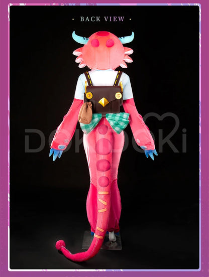 Neekoo Cosplay Costume Game Cosplay DokiDoki-R Neekoo Skin Super Fan Cosplay Women Cute Red Plush Costume Tail