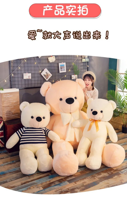 160Cm Big sweater bow tie Plush Toy Teddy Bear Giant Stuffed Animals Birthday Anniversary Gift Soft Sleeping Pillow Grilfriend