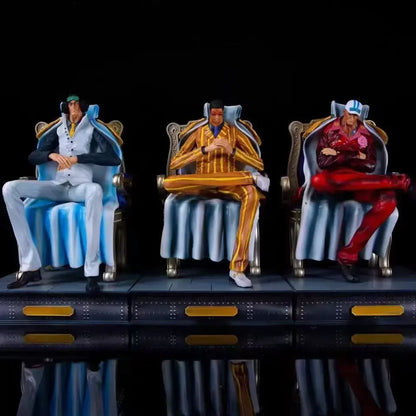29CM One Piece Anime Figure Admirals Kizaru Akainu Aokiji Sitting position Figures Collectible Decoration Doll Model Boy Toy