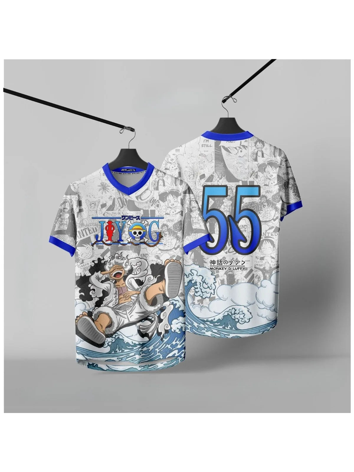 55 Jersey One Piece Monkey D. Luffy Gear 5 Anime Kpop Baseball Hockey Tshirt Fashion Streetwear Anime Daily Unisex Tops Tees Y2k