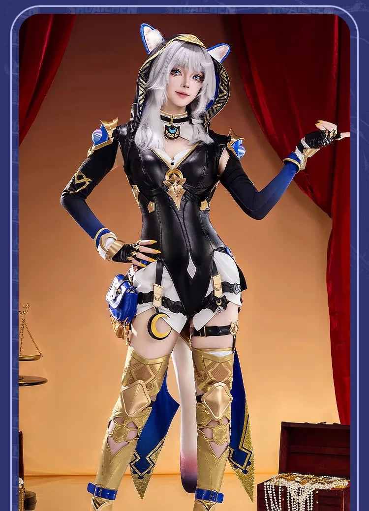 iCoser Honkai Star Rail Cipher Cosplay Costume Wig Bodysuit Uniform Cifera Tail Halloween Party for Women Girls Festival Props