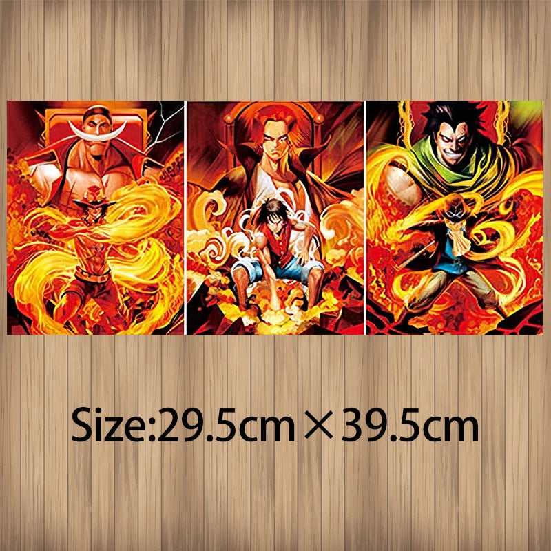One Piece Anime 3D Lenticular Poster Luffy Ace Sabo Flip Gradient Print Gifts Home Decor Wall Art(Without Frame)