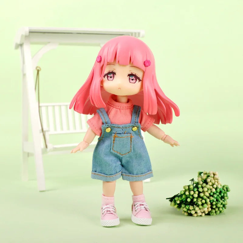 Ob11 Doll Clothes Fashion Tops Jeans Sweatshirt Cool Sleeveless High Neck Sweater Suspenders Shorts For 1/12 Bjd Dolls Accessory