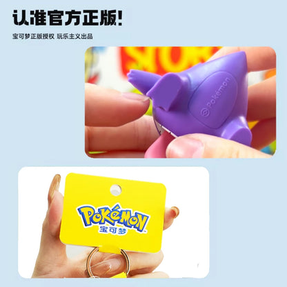 Genuine Pokemon Morpeko Keychain Gengar Meowth Cubone Jigglypuff Mimikyu Anime Action Figure Toy Keyring Fragrance Pendant Gift