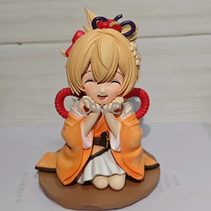 Anime Yoimiya Cute Girl Genshin Impact Figures Kawaii Figurines Q Version 14cm PVC Collection Birthday Decoration Toys Gift
