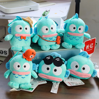 Sanrio Plushie Hangyodon Stuffed Plush Keychain Pendant Cartoon Doll Toys Soft PP Cotton Kawaii Bag Keyring Gifts For Girls Kids