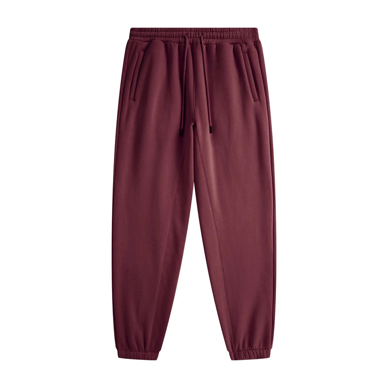 ZODF Unisex 345gsm Fleece Sweatpants Loose Fit Retro Hip Hop Winter Joggers HY0005 - Rust / XXL / China Mainland