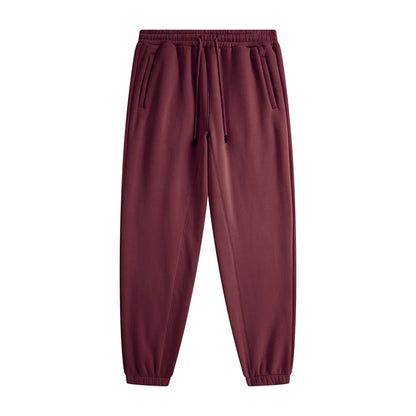 ZODF Unisex 345gsm Fleece Sweatpants Loose Fit Retro Hip Hop Winter Joggers HY0005 - Rust / XXL / China Mainland