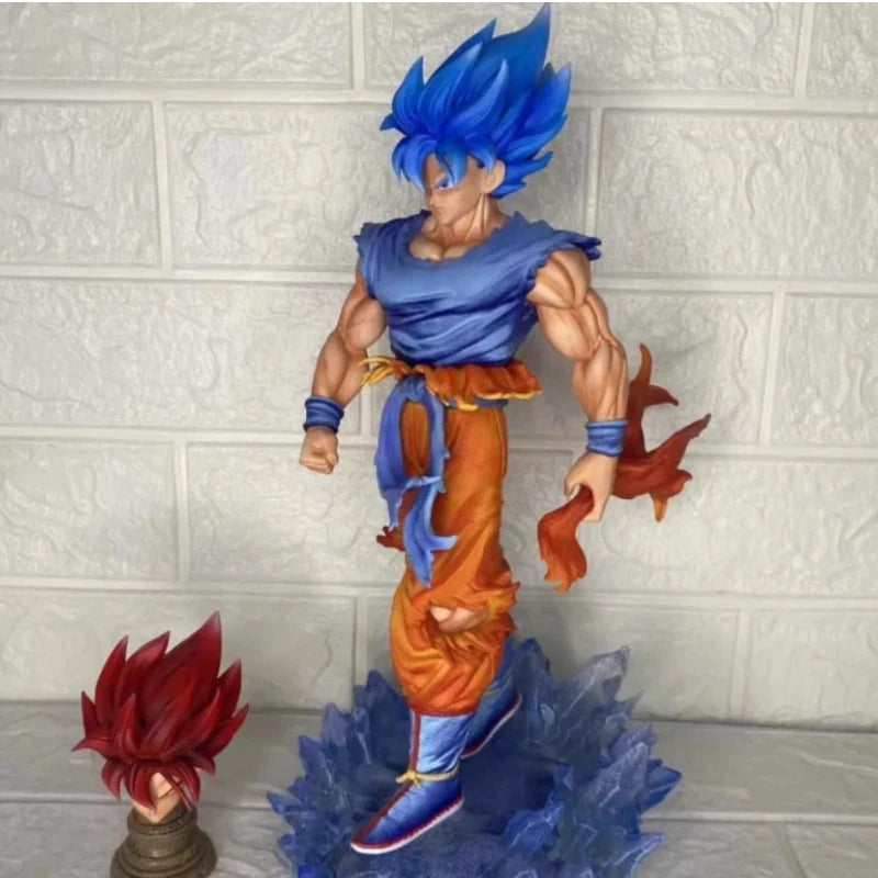 Jt Goku Statue Dragon Ball Z Super Saiyan Goku Figure Replace Head Led Base  Model Toy Gifts Luminous Statue Anime Toy Ornament