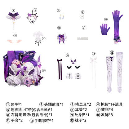Honkai Star Rail Castorice Cosplay Costume Wig Dress Headwear Luminous Props Halloween Party for Women Girls Carnival Cos iCoser