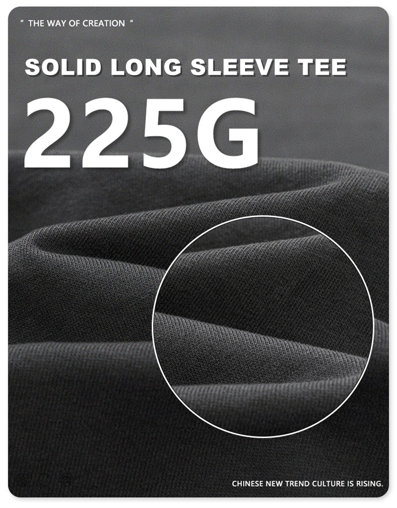 ZODF New 2024 Autumn 225gsm Loose Solid T-Shirt For Men Retro Unisex Antibacterial Full Sleeve T Shirts Brand Tops HY0871