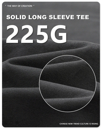 ZODF New 2024 Autumn 225gsm Loose Solid T-Shirt For Men Retro Unisex Antibacterial Full Sleeve T Shirts Brand Tops HY0871