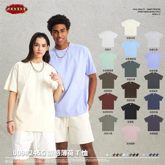 ZODF Fashion 2025 Summer Men Sorona T-Shirts Unisex Casual Cool Feeling Quick Dry O Neck 245gsm T Shirt Brand Tees HY1032