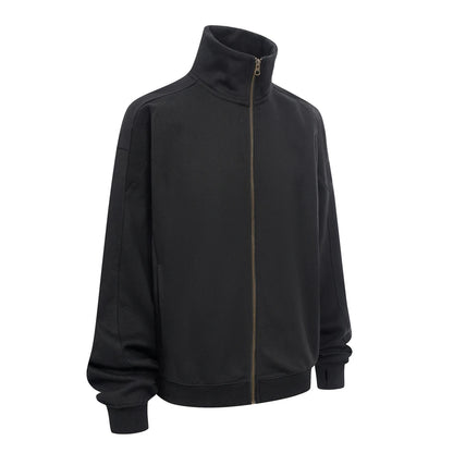 ZODF 430gsm Heavyweight Solid Zipper Hoodie for Men Unisex Loose Stand Collar Coat HY1101 Autumn 2025 Fashion - black