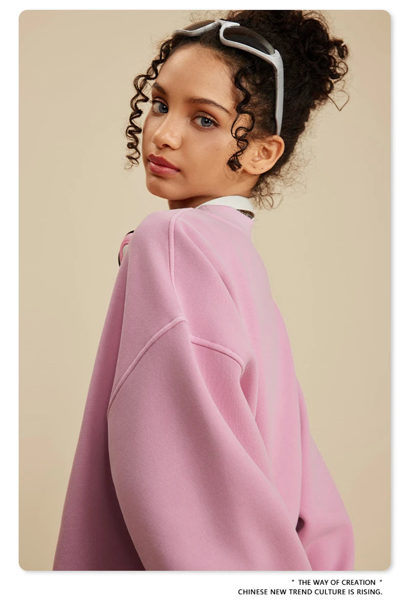 ZODF New Men Winter 355gsm Washed Fleece Sweatshirts Retro Unisex Oversized Solid O-Neck Warm Pullovers Coat Streetwears HY0639