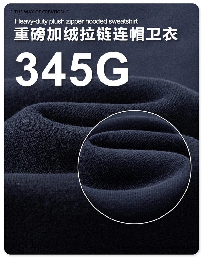 ZODF Fashion Winter 345gsm Boxy Fleece Zipper Hoodie For Men Unisex Cusual Loose Fit Warm Hooded Coat Outwears HY1178