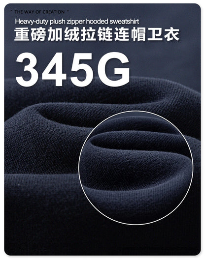 ZODF Fashion Winter 345gsm Boxy Fleece Zipper Hoodie For Men Unisex Cusual Loose Fit Warm Hooded Coat Outwears HY1178