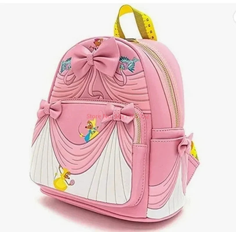 2024 New Loungefly Disney Cinderella Backpack Pink Commemorative Backpack Cute Kids Backpack Girls Backpack Casual Bag Gift