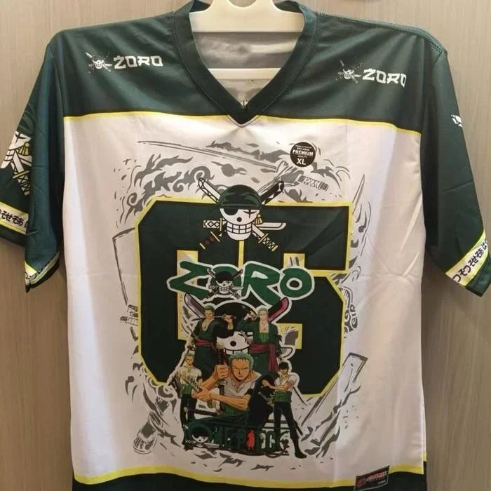 2526 New Bandai Anime One Piece Luffy Summer Jersey T-shirt Oversized 3D Adult and Children's Multifunctional Top Christmas