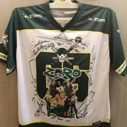 2526 New Bandai Anime One Piece Luffy Summer Jersey T-shirt Oversized 3D Adult and Children's Multifunctional Top Christmas