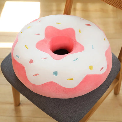 ZU 38cm Sweet Buns Donut Soft Toy Stuffed Cream Doughnut Plush Pillow Simulation Food Sofa Chair Cushion Kids Girl Gift
