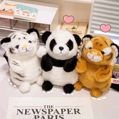 20-25cm Emulational Tiger Plushies Mother and Baby Tiger Plush Toy Panda Soft Bag Hand Puppet Children Girl Gift